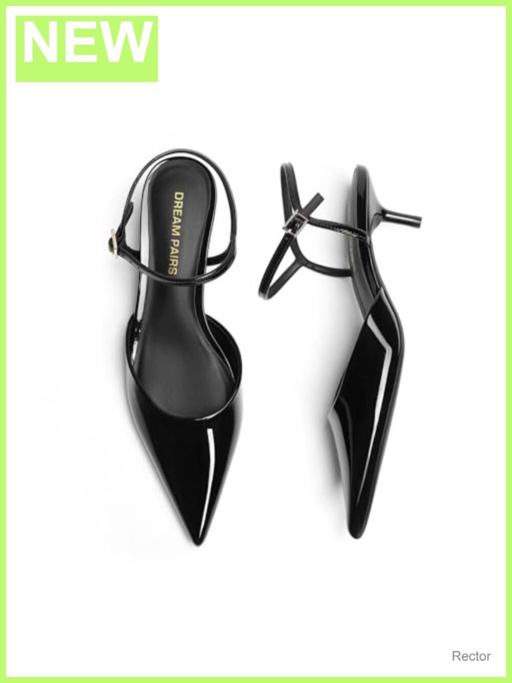 Kitten Heels for Women Closed Toe Slingback Pumps Faux Leather